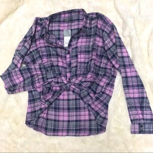 Wild Fable purple-blue soft flannel tie shirt NWT